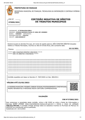 PREGÃO ELETRÔNICO Nº 59/2021 - HABILITAÇÃO - DOCUMENTOS EXTRAÍDOS DO SICAF E SITES - JF