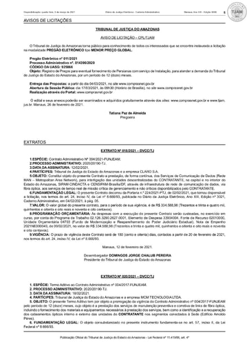 PREGÃO ELETRÔNICO Nº 011/2021 - AVISO DE LICITAÇÃO - DJE