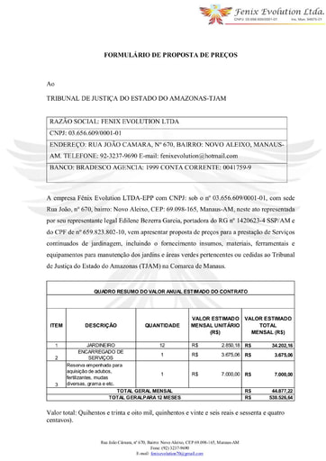 PREGÃO ELETRÔNICO Nº 55/2021 - PROPOSTA - FENIX