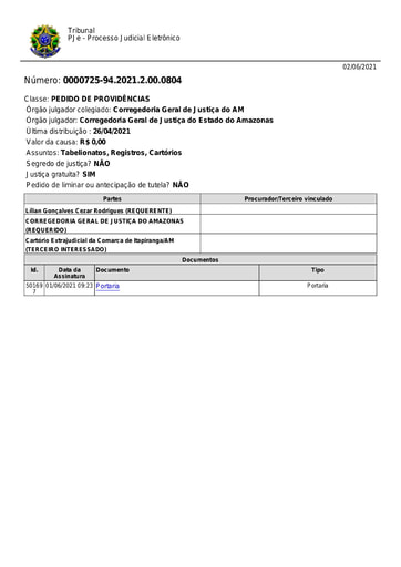 Portaria nº 89/2021-CGJ/AM(HOMOLOGA a designação dos srs. ALYSSON ANTONIO MATOS RODRIGUES, como substituto 1 e  LECILENE DE CASTRO LOPES MARTINS como substituto 2 do Cartório Extrajudicial da Comarca de Itapiranga/AM