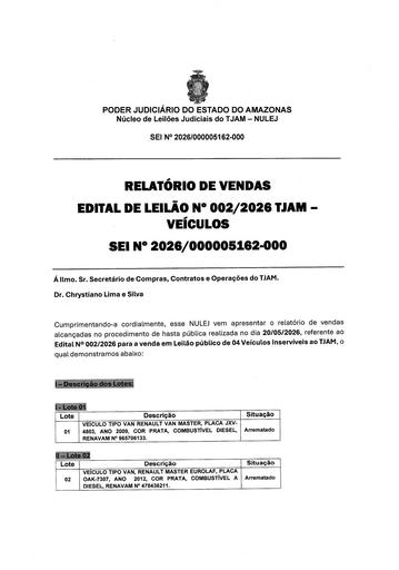 LEILÃO ELETRÔNICO Nº 002/2026 - PRESTAÇÃO DE CONTAS NULEJ