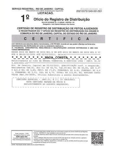 PREGÃO ELETRÔNICO Nº 011/2021 - HABILITAÇÃO - DOCUMENTOS COMPLEMENTARES - BRAGAL