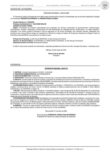 PREGÃO ELETRÔNICO Nº 036/2022 - AVISO DE LICITAÇÃO (DJE)