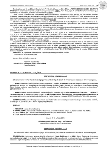 PREGÃO ELETRÔNICO Nº 031/2021 - DESPACHO DE HOMOLOGAÇÃO (DJE)
