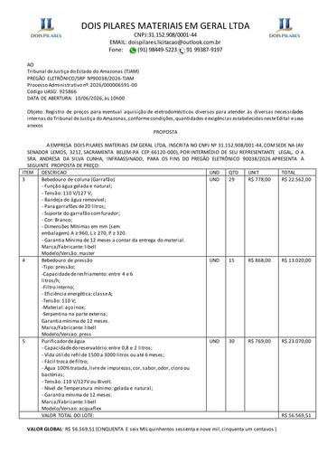 PREGÃO ELETRÔNICO Nº 038/2026 - PROPOSTA RETIFICADA - DOIS PILARES - G2