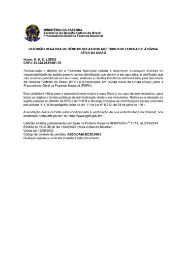 PREGÃO ELETRÔNICO Nº 016/2022 - DOCUMENTOS ENVIADOS EM DILIGÊNCIA - G2 - GKC