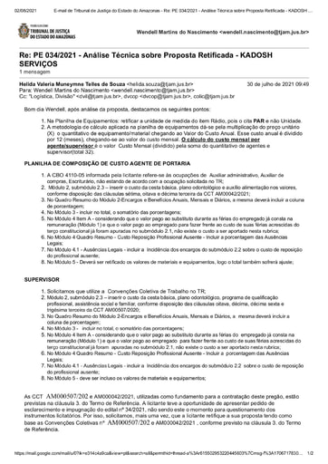 PREGÃO ELETRÔNICO Nº 034/2021 – DILIGÊNCIA CPL À DIVISÃO DE COMPRAS - PROPOSTA RETIFICADA - KADOSH