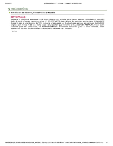 PREGÃO ELETRÔNICO Nº 023/2021 - CONTRARRAZÕES - BUD CRUZ - ITEM 73