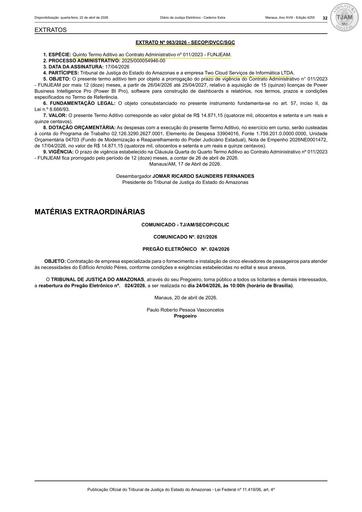 EXTRATO DO 5º TERMO ADITIVO AO CONTRATO ADMINISTRATIVO Nº 011/2023 - FUNJEAM x TWO CLOUD SERVIÇOS DE INFORMÁTICA EIRELI
