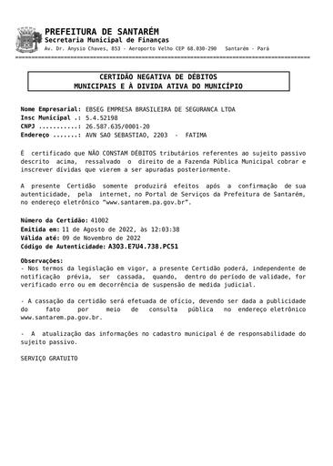 PREGÃO ELETRÔNICO Nº 060/2022 - HABILITAÇÃO - DOCUMENTOS EXTRAÍDOS DO SICAF E SITES - ITEM 1 - EBSEG