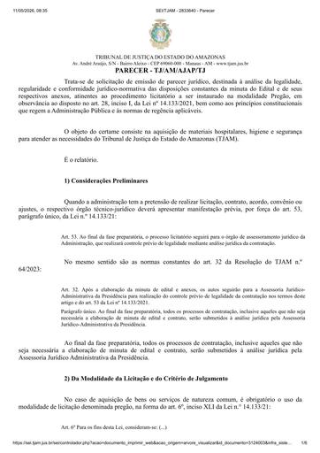 PREGÃO ELETRÔNICO Nº 034/2026 - PARECER E DECISÃO