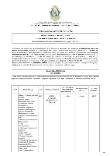 ARP 08/2021 PE 02/2021 - EPI - MÁSCARAS