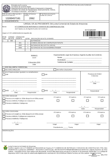 PREGÃO ELETRÔNICO Nº 025/2020 - HABILITAÇÃO - DOC. COMPLEMENTAR - R T COMERCIO