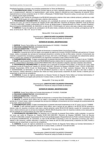 Extrato Nº 030.2025 (Publicação) - 4º TACT Nº 014.2022 - FUNJEAM X PAIVA CONSTRUÇÕES LTDA.pdf