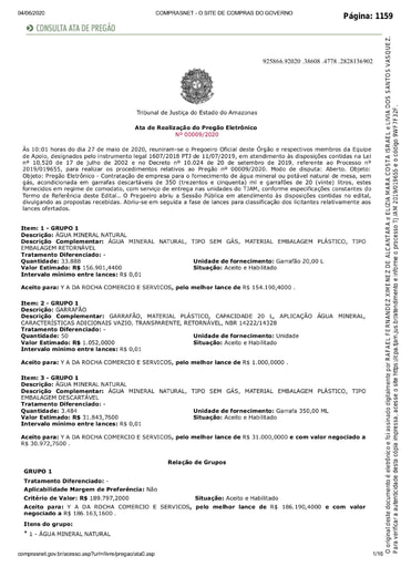PREGÃO ELETRÔNICO Nº 009/2020 - ATA DA SESSÃO