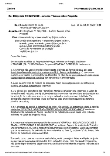 PREGÃO ELETRÔNICO Nº 020/2020 – DILIGÊNCIA CPL À DIVISÃO DE ENGENHARIA - PROPOSTA - CONEXÃO