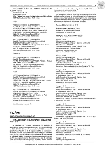 7ª Eliminação   CIENCIA   DJe 2 503, de 09 11 2018   Relações 130 a 147