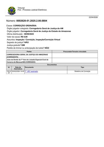 Relatório de Correição - 7.º Juizado Especial Cível da Comarca de Manaus - Assinado em 03.02.2026