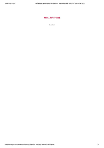 PREGÃO ELETRÔNICO N° 034/2022 - COMUNICADO - SUSPENSÃO DO CERTAME