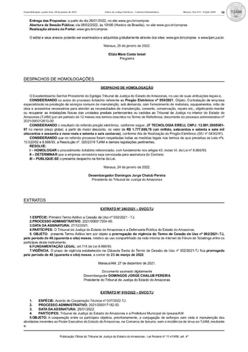 PREGÃO ELETRÔNICO Nº 59/2021 - DESPACHO DE HOMOLOGAÇÃO (DJE)