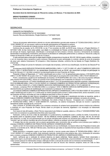 PREGÃO ELETRÔNICO Nº 027/2020 - DECISÃO RECURSO (DJE)