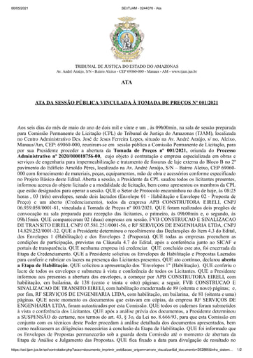 TOMADA DE PREÇOS Nº 001/2021 - ATA DE SESSÃO - 06.05.21