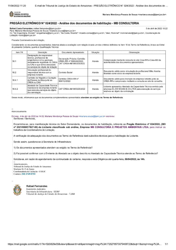 PREGÃO ELETRÔNICO N° 024/2022 - DILIGÊNCIA COLIC À SEINF - HABILITAÇÃO - MB CONSULTORIA