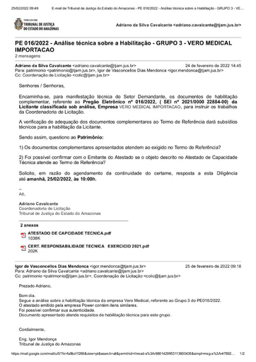 PREGÃO ELETRÔNICO Nº 016/2022 - DILIGÊNCIA COLIC AO PATRIMÔNIO - G3 - HABILITAÇÃO - VERO