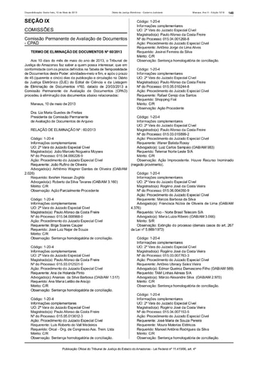2ª Eliminação   TERMO   DJE 1 218, de 10 05 2013   Relações 40 a 60