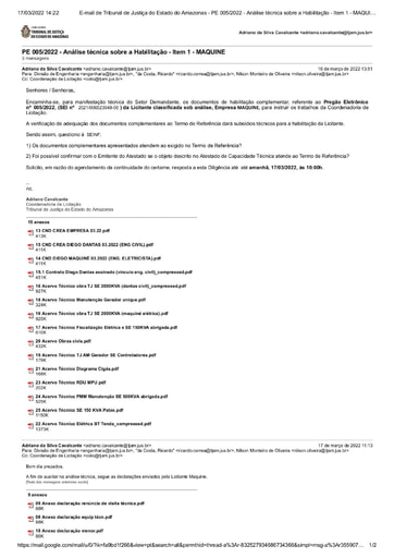 PREGÃO ELETRÔNICO Nº 005/2022 - DILIGÊNCIA COLIC À SEINF - HABILITAÇÃO - ITEM 1 - MAQUINE