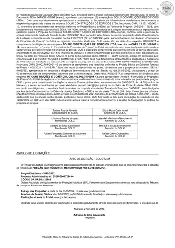 PREGÃO ELETRÔNICO Nº 040/2022 - AVISO DE LICITAÇÃO (DJE)