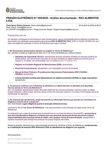 PREGÃO ELETRÔNICO Nº 005/2025 - DILIGÊNCIA COLIC À DVCOP - HABILITAÇÃO - RKV ALIMENTOS LTDA
