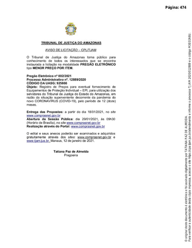 PREGÃO ELETRÔNICO Nº 002/2021 - AVISO DE LICITAÇÃO