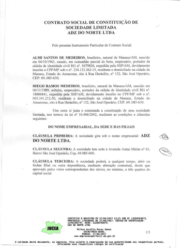 PREGÃO ELETRÔNICO Nº 002/2021 - HABILITAÇÃO - DOCUMENTOS COMPLEMENTARES - ITEM 3 - ADZ DO NORTE