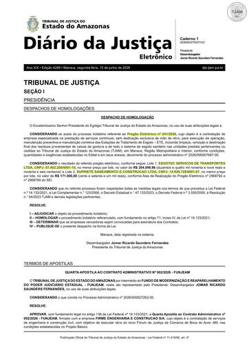 PREGÃO ELETRÔNICO Nº 041/2026 - DESPACHO DE HOMOLOGAÇÃO DJE