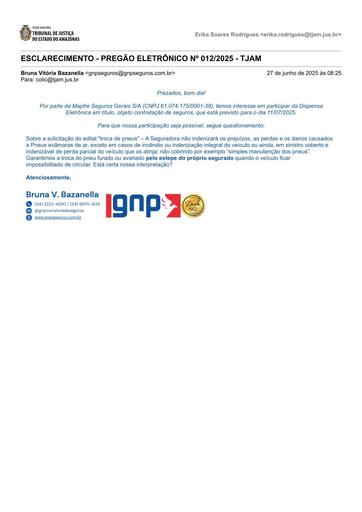 PREGÃO ELETRÔNICO Nº 012/2025 - PEDIDO DE ESCLARECIMENTO - GNP CORRETORA