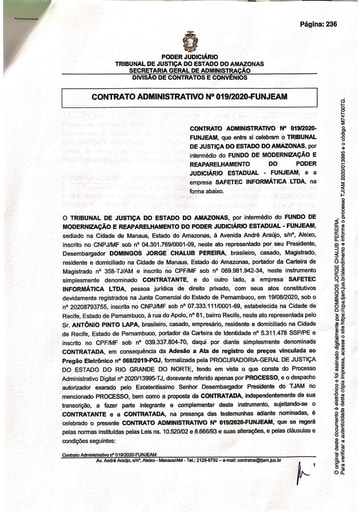 CONTRATO ADMINISTRATIVO Nº 019 2020   FUNJEAM x SAFETEC INFORMÁTICA LTD