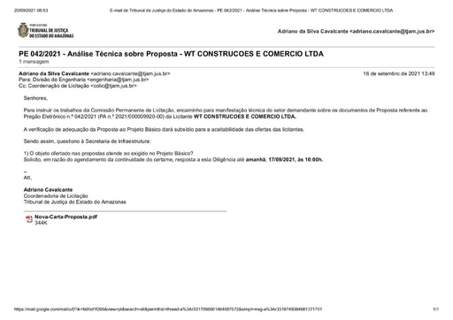 PREGÃO ELETRÔNICO Nº 042/2021 – DILIGÊNCIA COLIC À DIVISÃO DE ENGENHARIA - PROPOSTA - WT