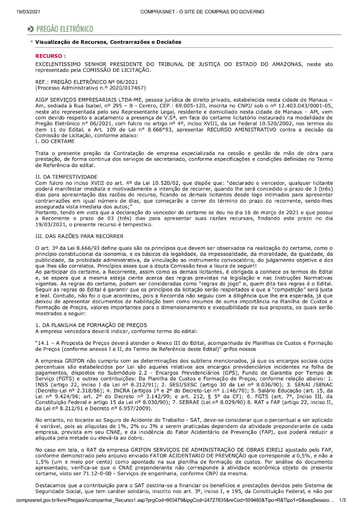 PREGÃO ELETRÔNICO Nº 006/2021 - RAZÕES RECURSAIS - AIGP