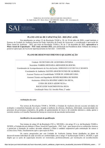 Plano Anual de Capacitação - PAC-Aud 2022