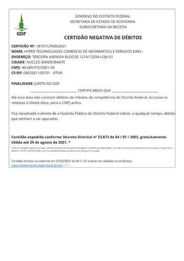 PREGÃO ELETRÔNICO Nº 026/2021 - DOCUMENTAÇÃO - BAIXADOS SICAF E SITE - G5 - HYPER TECH