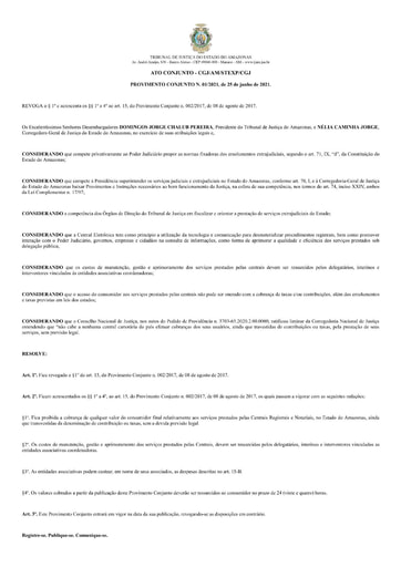 Provimento Conjunto n.º 01/2021