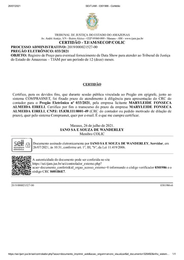 PREGÃO ELETRÔNICO Nº 033/2021 - CERTIDÃO DECURSO DE PRAZO