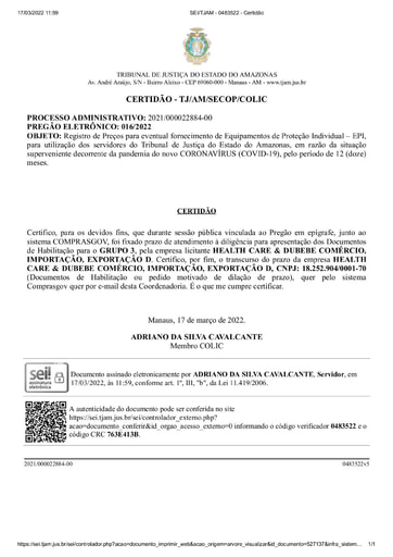 PREGÃO ELETRÔNICO Nº 016/2022 - CERTIDÃO DE DECURSO DE PRAZO - G3 - HEALTH