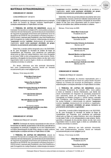TOMADA DE PREÇO Nº 002/2019 - COMUNICADO Nº 008/2020 - DJE