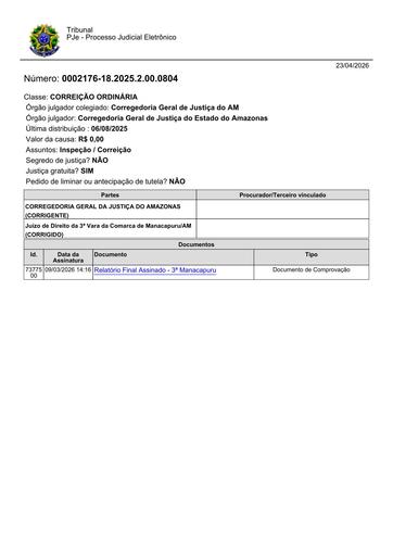 Relatório de Correição 3.ª Vara da Comarca de Manacapuru - Assinado em 09.03.2026