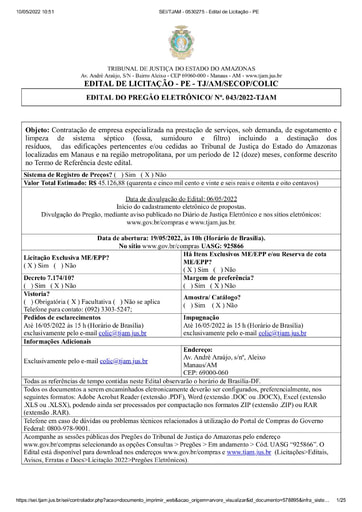 PREGÃO ELETRÔNICO Nº 043/2022 - EDITAL DE LICITAÇÃO