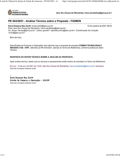 PREGÃO ELETRÔNICO Nº 043/2021 - DILIGÊNCIA - PROPOSTA E CATÁLOGOS - FIGMEN