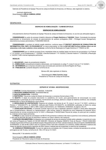 PREGÃO ELETRÔNICO Nº 040/2024 - DESPACHO DE HOMOLOGAÇÃO (DJE)