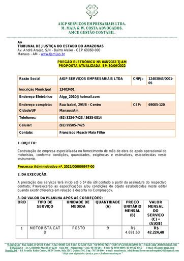 PREGÃO ELETRÔNICO Nº 048/2022 - PROPOSTA RETIFICADA 2 - AIGP
